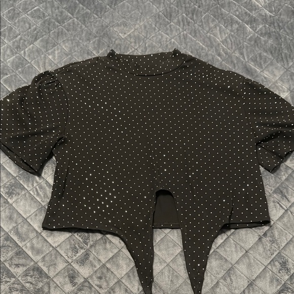 Black Rhinestone Embellished Top - Picture 1 of 5